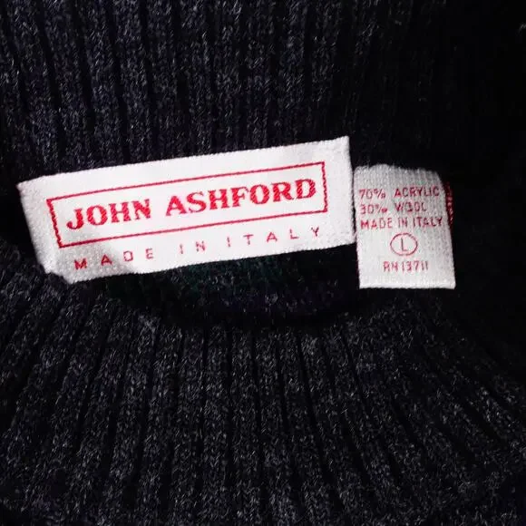 John Ashford Wool Acrylic Y2K Grandpa Abstract Sweater Made in Italy Large
